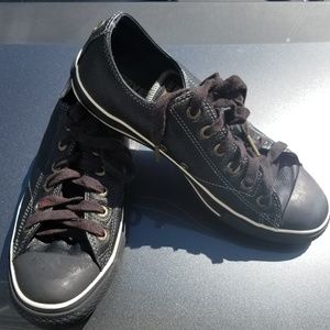Black leather Converse